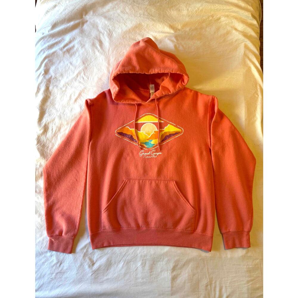 Grand Canyon National Park Hoodie Womens Small Coral Jerzees Pocket Sweatshirt